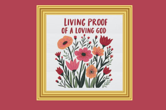 Living Proof God cross stitch pattern