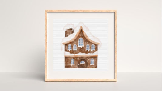 Brown Gingerbread House cross stitch pattern