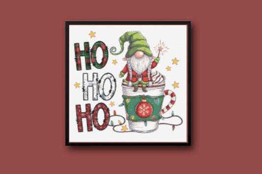 Ho Ho Ho Gnome Cross stitch pattern