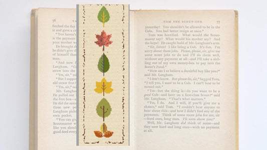 Fall Leaves cross Stitch bookmark,