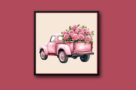 Roses in a truck Cross stitch pattern