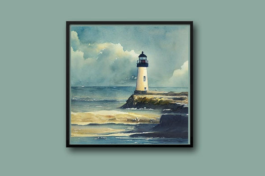 Lighthouse on cliff cross stitch pattern