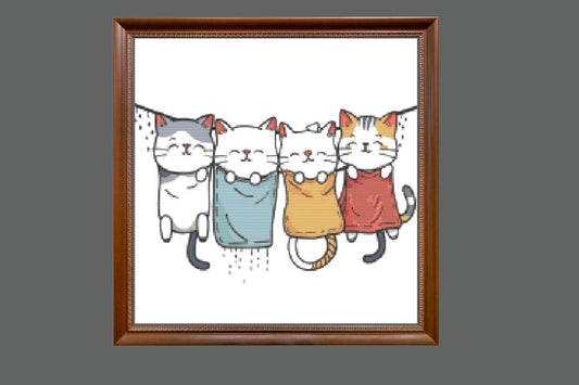 Hanging Cats cross stitch pattern