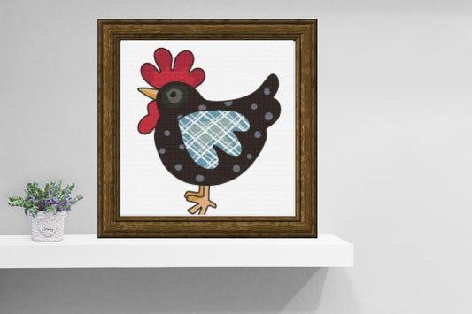 Red and Black Chicken cross stitch pattern