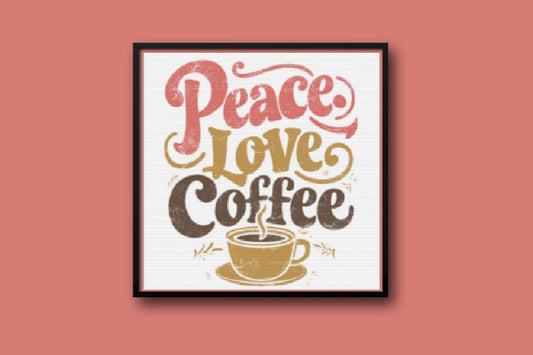 Peace Love and Coffee Cross stitch pattern