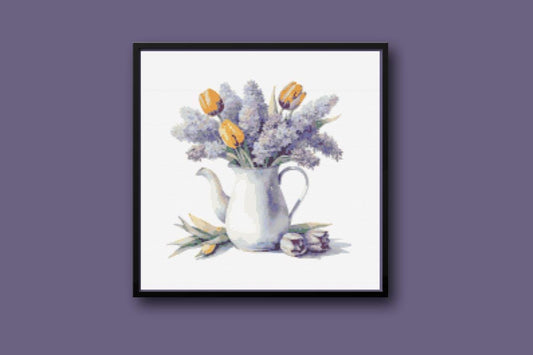Lilac flowers Cross stitch pattern