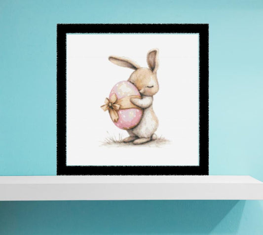 Bunny with large Easter egg cross stitch pattern