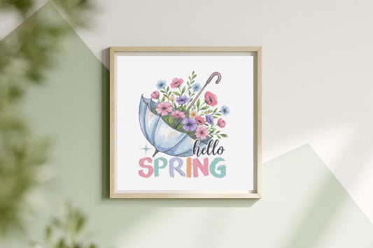 Hello Spring cross stitch pattern