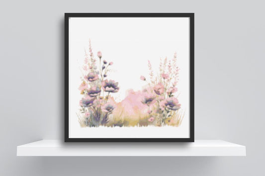 Purple flowers cross stitch pattern