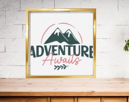 Adventure awaits travel cross stitch pattern
