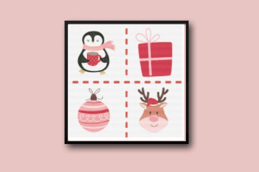 Christmas penguin sampler Cross stitch pattern