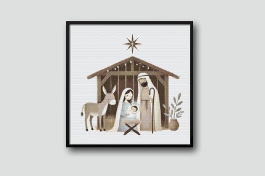 Nativity with Donkey  Cross stitch pattern