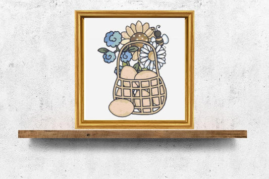 Basket of Chicken Eggs cross stitch pattern
