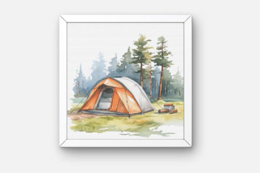Camping Tent cross stitch pattern