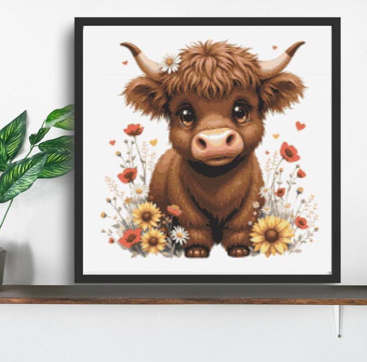 Highland Cow cross stitch pattern