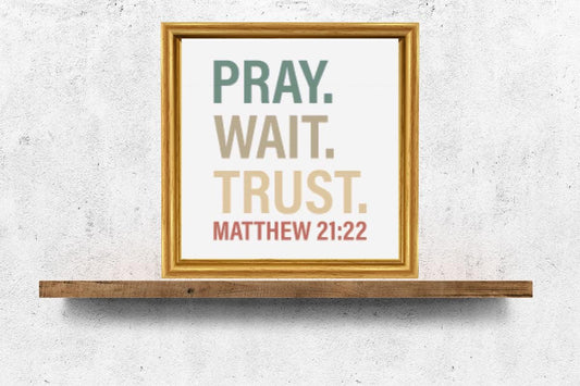 Pray Wait Trust Scripture cross stitch pattern
