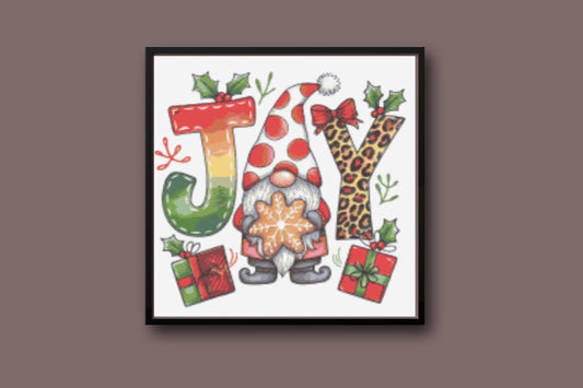 Christmas Gnomes  with Joy  Cross stitch pattern