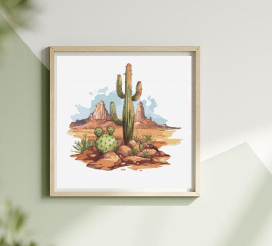 Tall  Cactus cross stitch pattern
