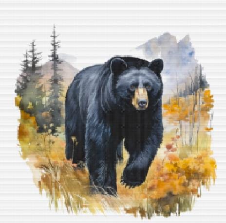 Bear in Mountains Cross stitch pattern