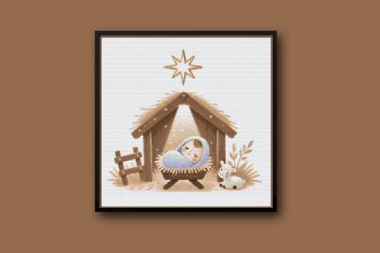 Nativity Scene Cross stitch pattern brown