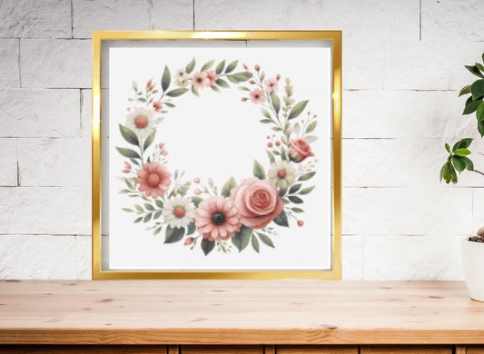 Wreath with flowers  cross stitch pattern