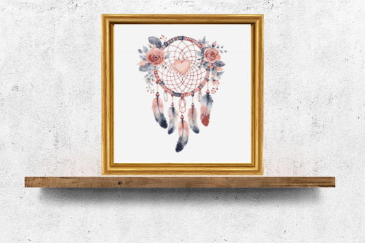 Dream Catcher with flowers cross stitch pattern