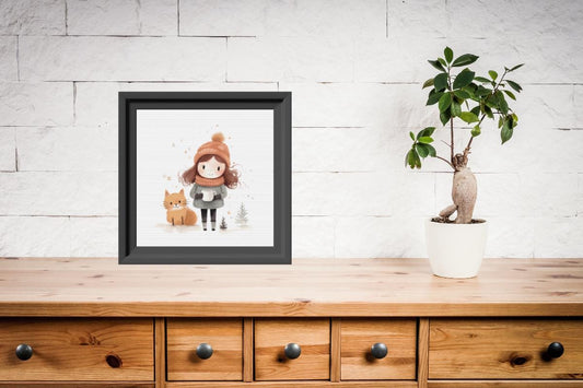 Girl and cat Cross stitch pattern
