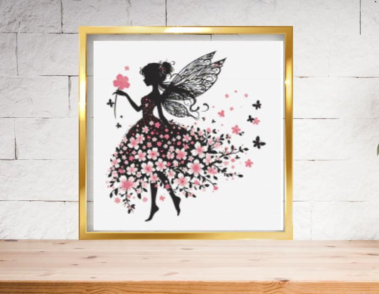 Black and Pink Fairy cross stitch pattern