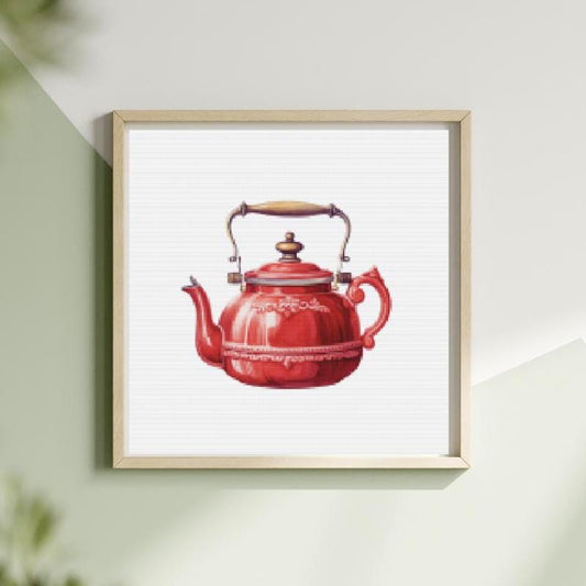 Vintage teapot cross stitch pattern