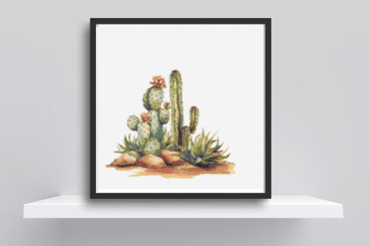 2 Cactus cross stitch pattern