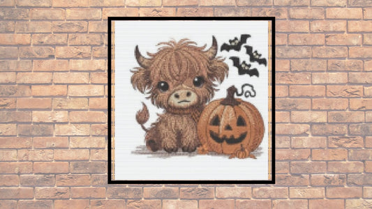Highland Halloween Cow cross stitch pattern