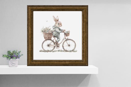 bunny on a bike cross stitch pattern