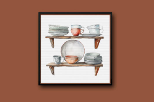 Kitchen Shelf Cross stitch pattern