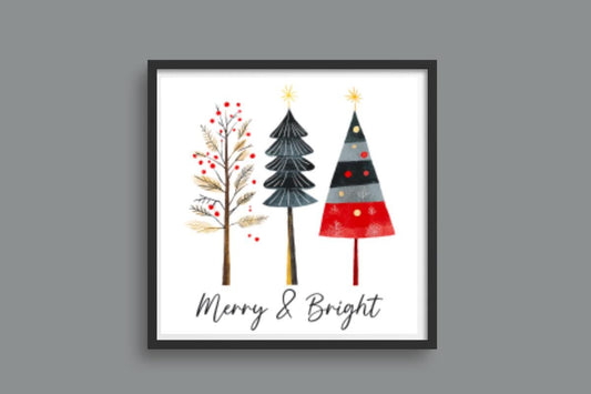 Christmas tree Merry and Bright cross stitch pattern