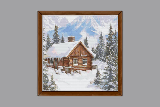 Mountain Cabin cross stitch pattern