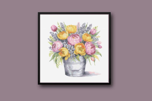 Spring flowers bouquet Cross stitch pattern