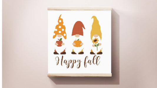 Fall Gnomes cross stitch pattern