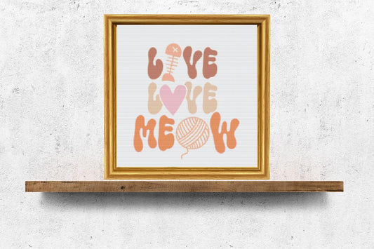 Live Love Meow stitch pattern