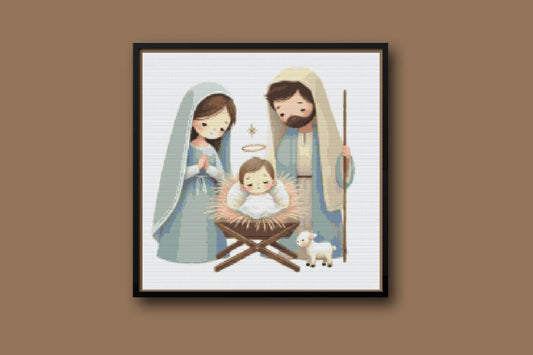 Mary and Joseph Cross stitch pattern