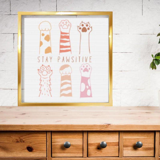 Stay Pawsitive Cat Cross stitch pattern