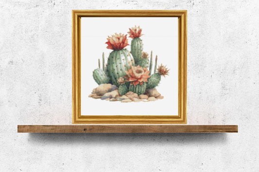 Cactus in bloom cross stitch pattern