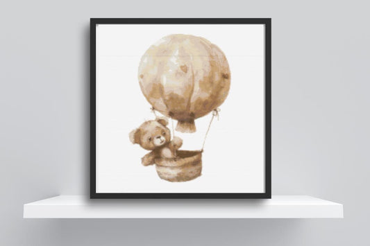 Teddy Bear in Balloon Cross stitch pattern