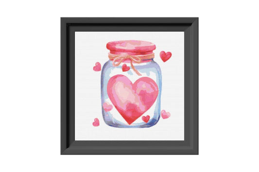 Valentine's Day jar Heart Cross stitch pattern