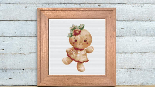 Gingerbread girl dancing cross stitch pattern