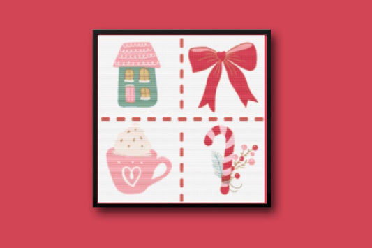 Christmas house sampler Cross stitch pattern
