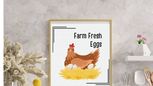 Farm Fresh Eggs cross stitch pattern