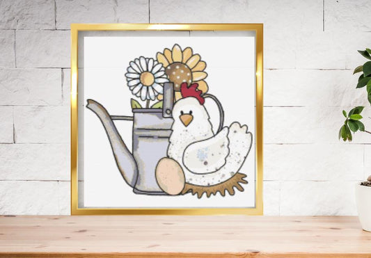 Chicken and Eggs cross stitch pattern