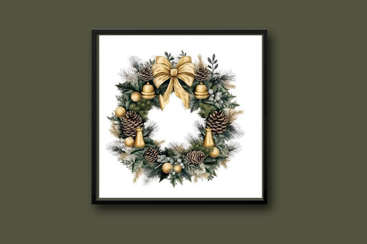 Christmas gold wreath cross stitch pattern