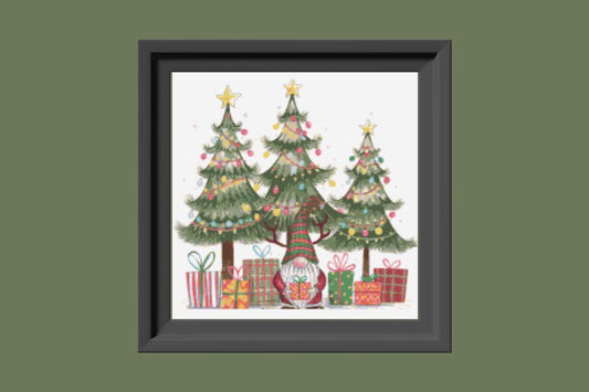 Christmas Gnomes with gifts Cross stitch pattern
