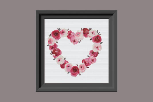Rose Heart Valentine Cross stitch pattern